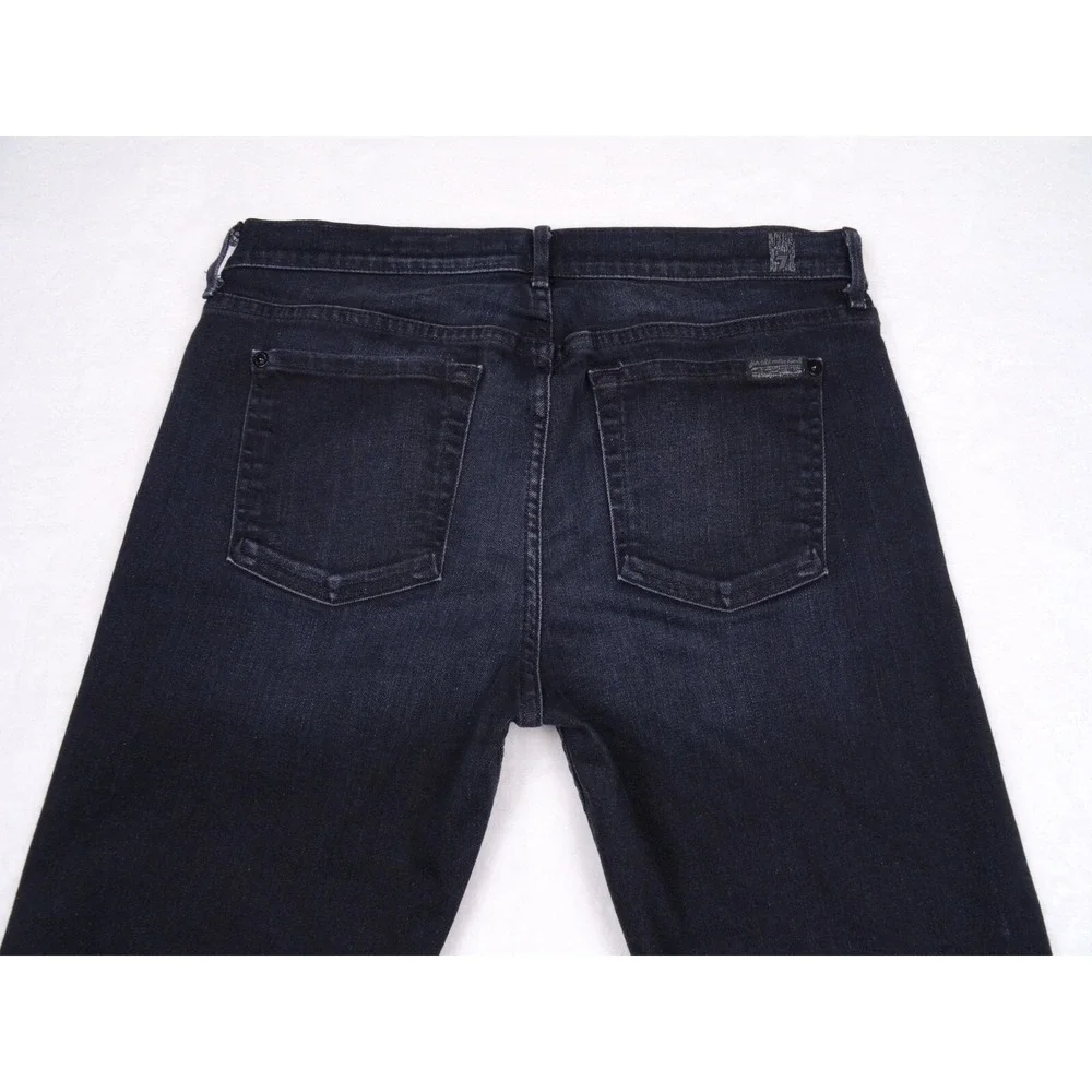 7 For All Mankind Womens Jeans Size 27 Black Denim The Relax Skinny Mid Rise‎